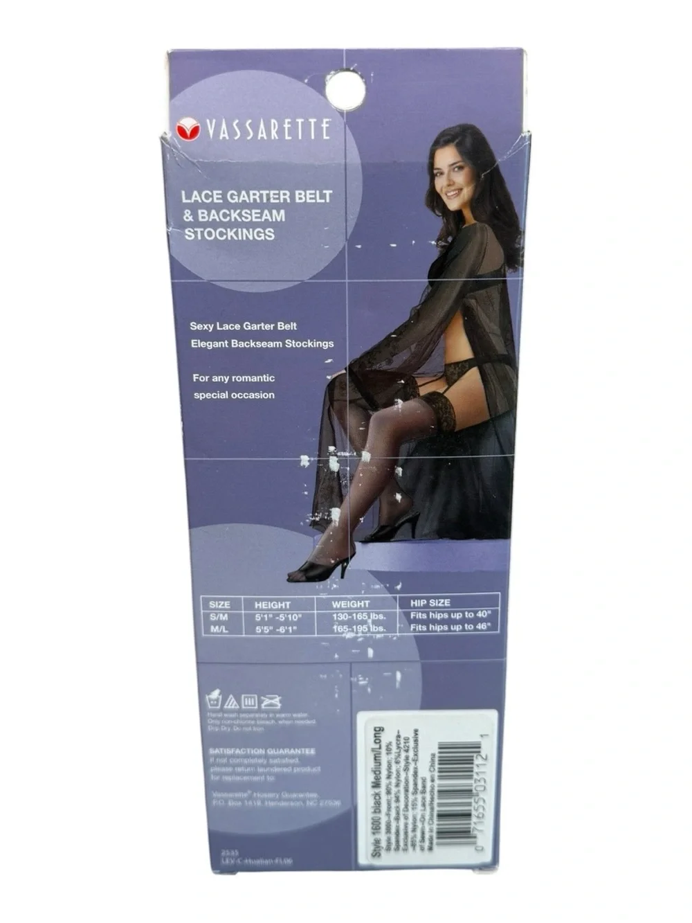 HerSecret Vassarette Lace Garter Belt & Backseam Stockings Medium/Long Black